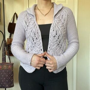 Lavender Open-Knit Women's Sweater